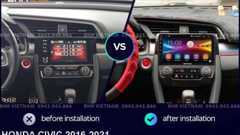 Màn hình DVD Android liền camera 360 xe Honda Civic 2017 - nay | Bravigo Ultimate (6G+128G)  